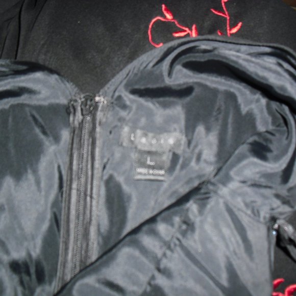 Lapis,black cocktail,party,pure 100% silk,cowl neck,red embroidery,floral,Unique - Picture 3 of 9